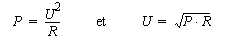 P = U<sup>2</sup>/R