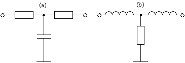 (a) Circuit passe-bas RCR, (b) circuit passe-bas LRL